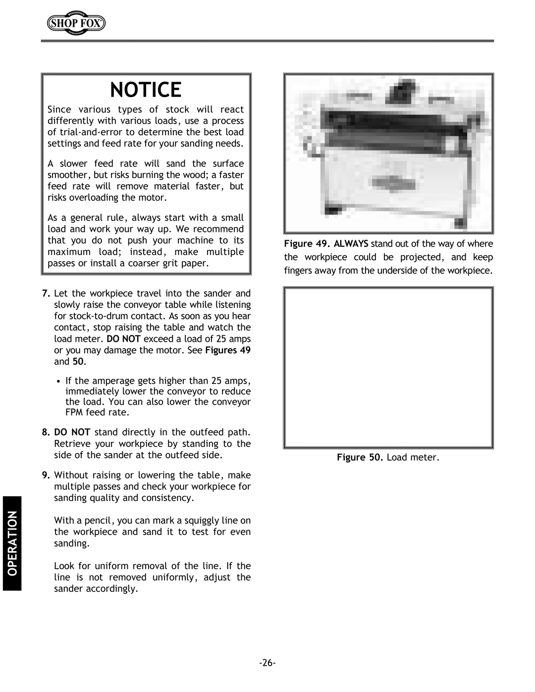 Woodstock W1678 instruction manual Load meter 