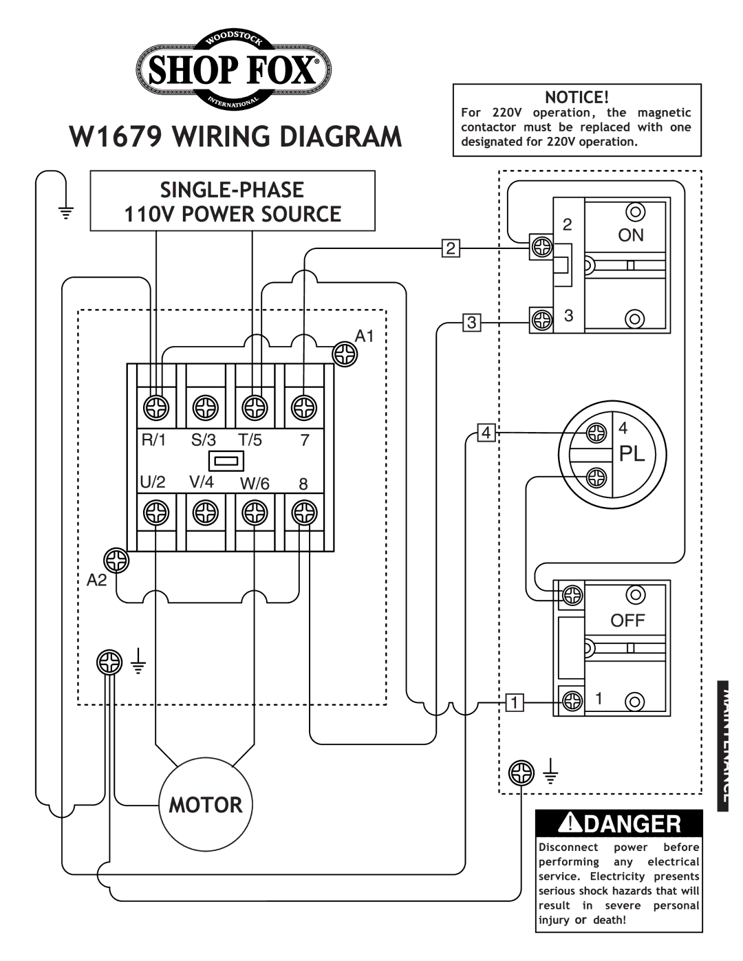 Woodstock W1679 instruction manual Maintenance 