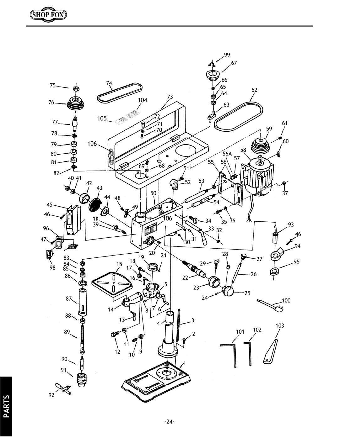 Woodstock W1680 instruction manual Parts 