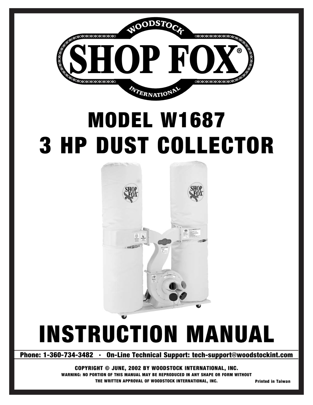 Woodstock W1687 instruction manual HP Dust Collector 