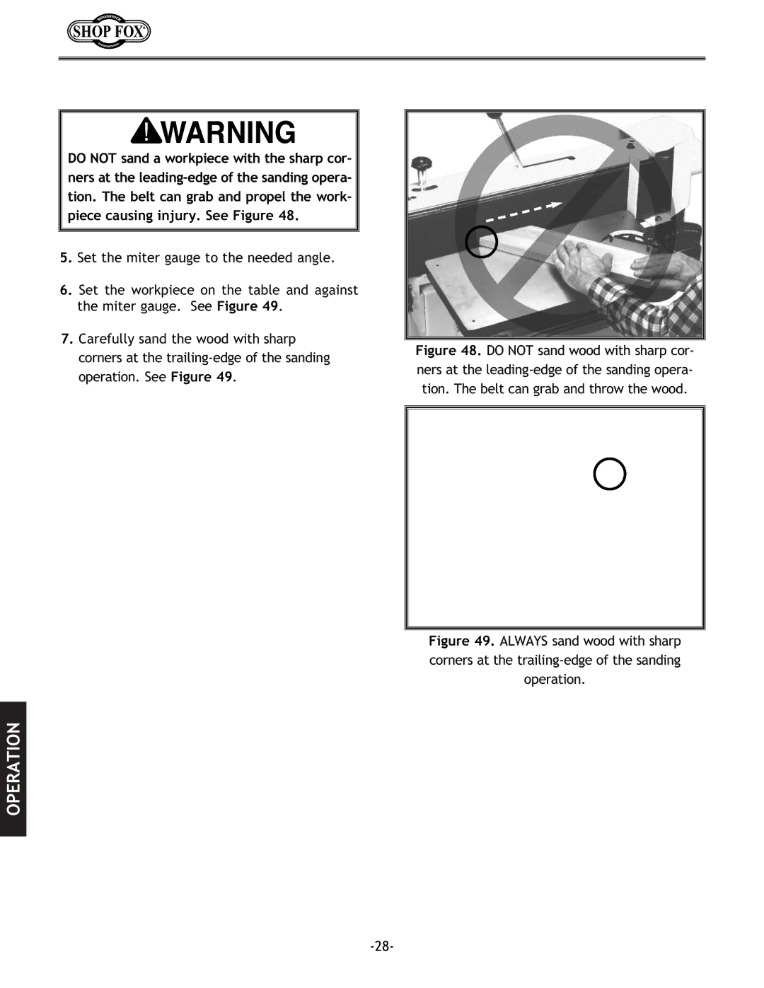 Woodstock W1688 instruction manual Operation 