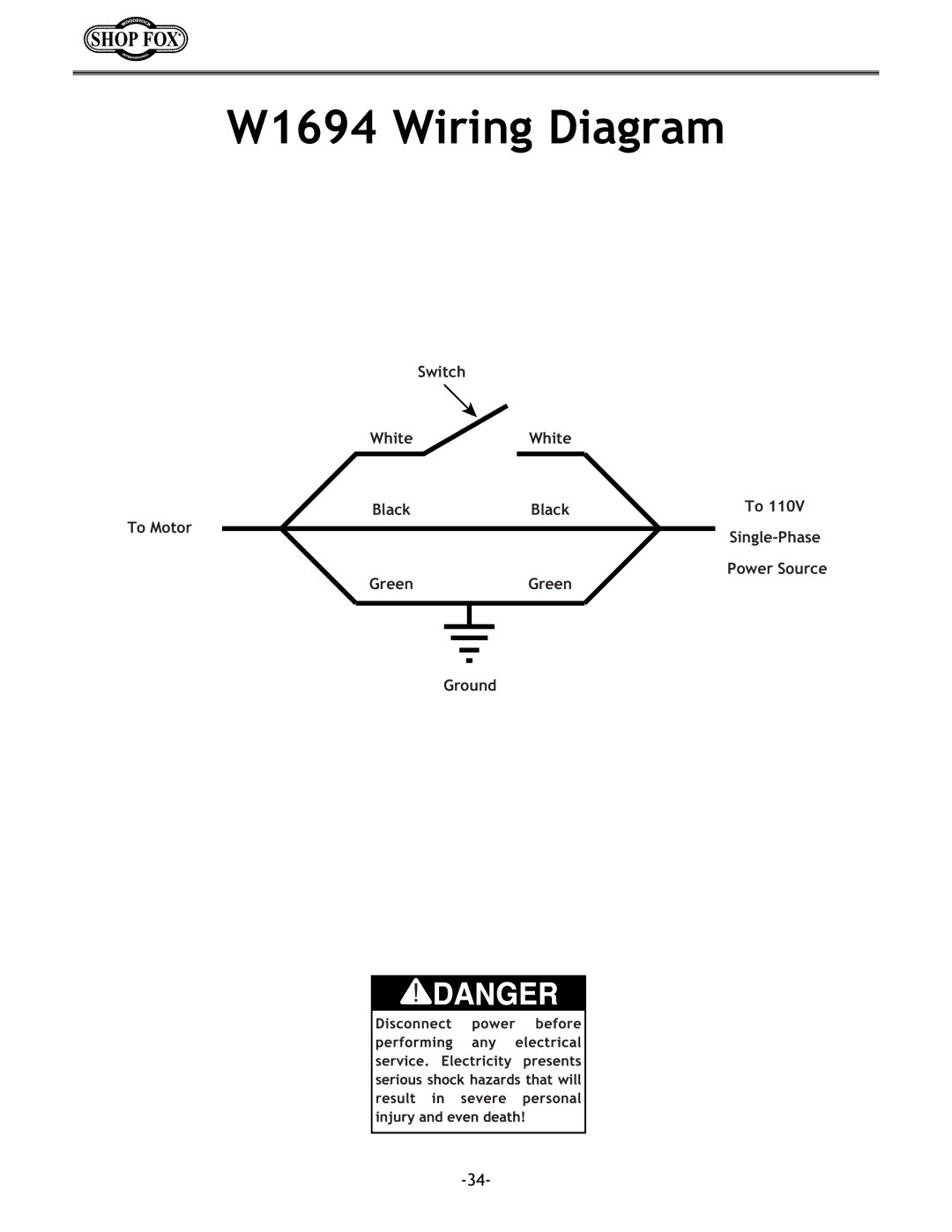 Woodstock instruction manual W1694 Wiring Diagram 