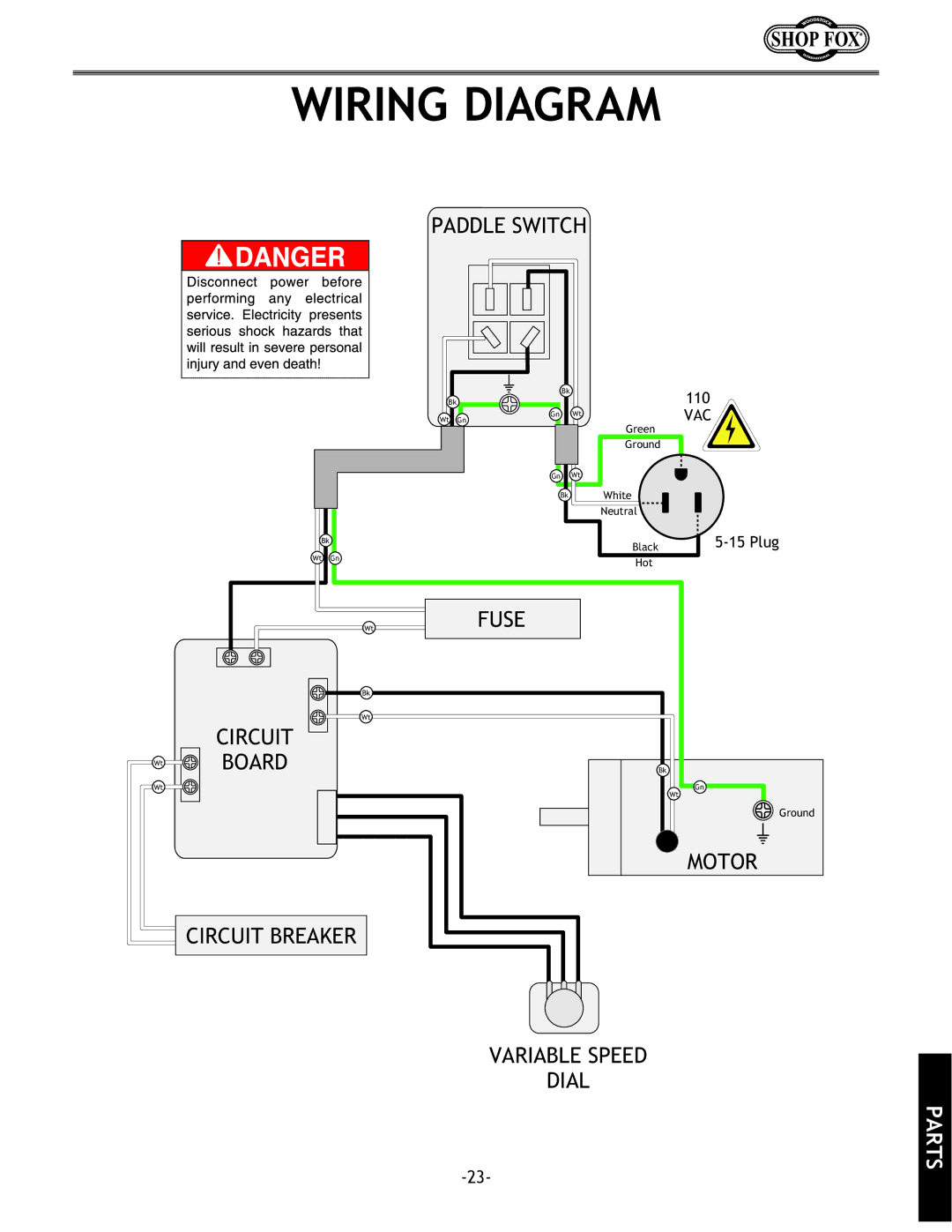 Woodstock W1704 instruction manual Wiring Diagram 