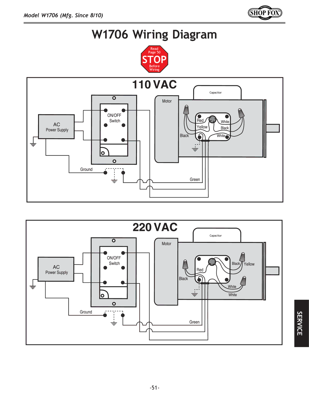 Woodstock owner manual W1706 Wiring Diagram 