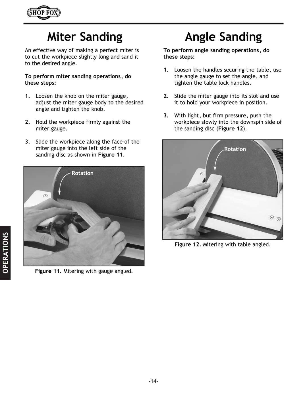 Woodstock W1708 instruction manual Miter Sanding, Angle Sanding, To perform miter sanding operations, do these steps 