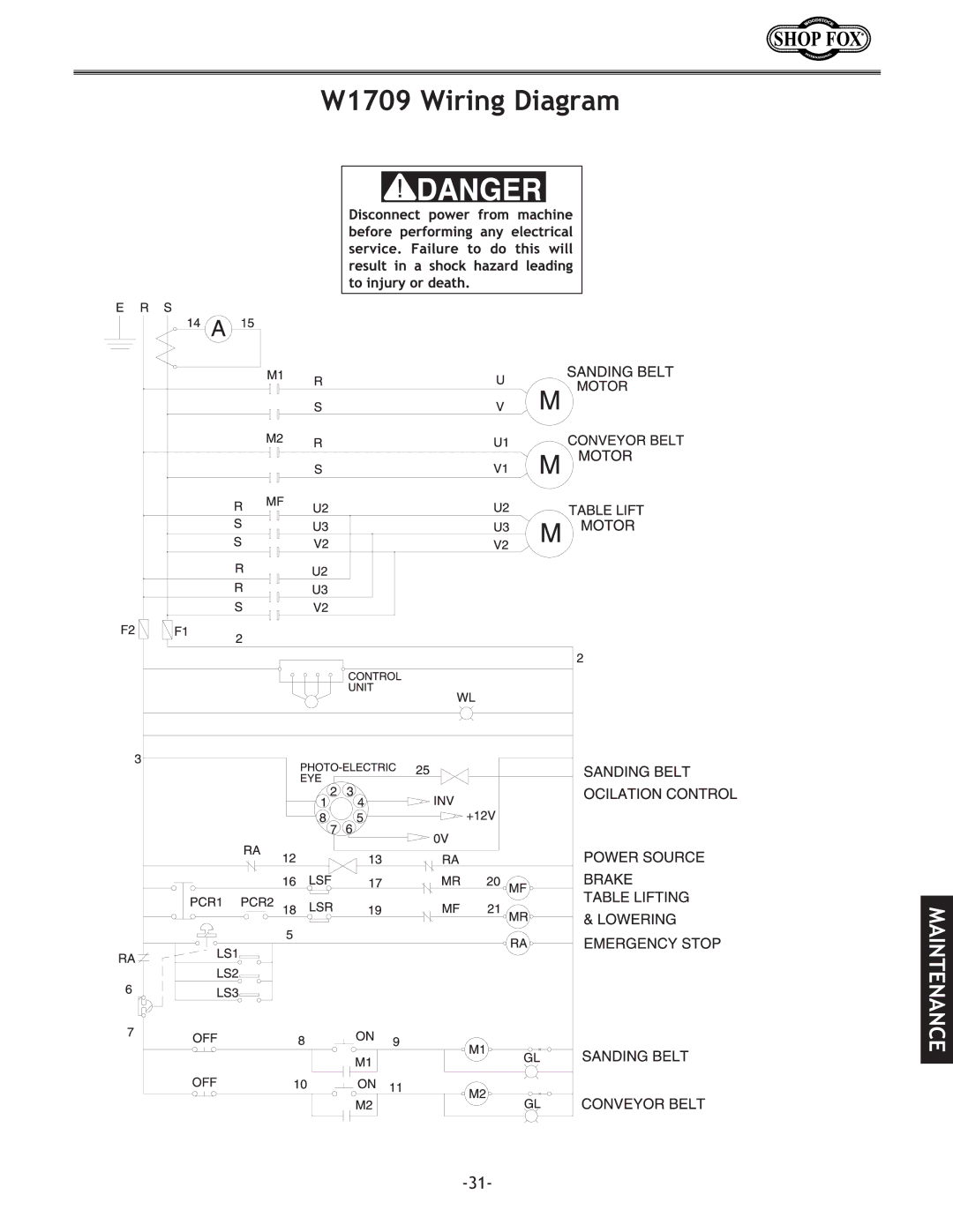 Woodstock instruction manual W1709 Wiring Diagram 