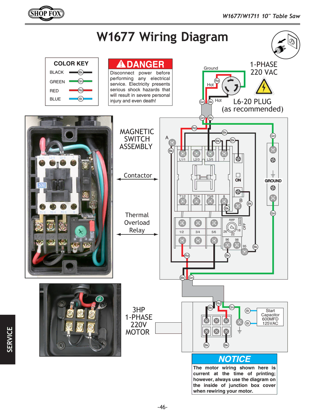 Woodstock W1711 owner manual W1677 Wiring Diagram 