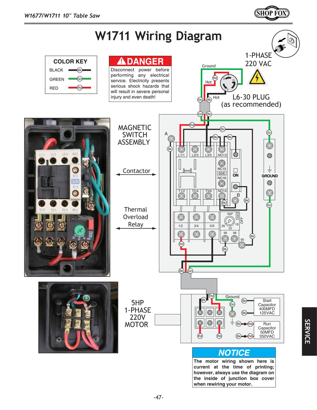 Woodstock W1677 owner manual W1711 Wiring Diagram 