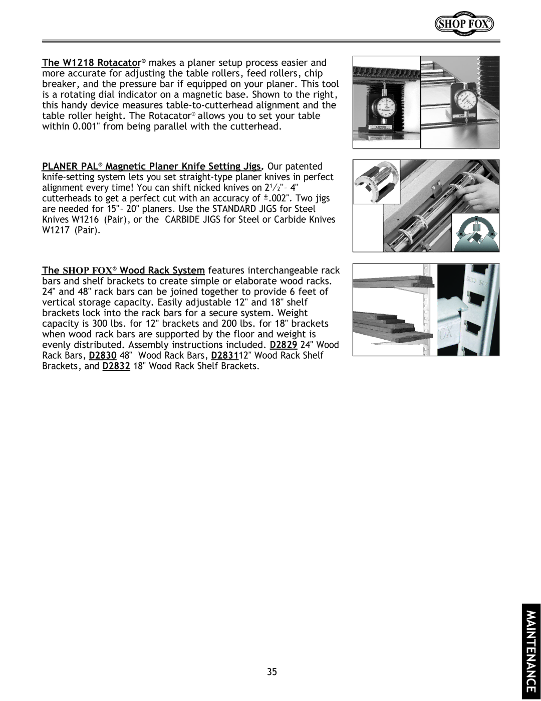 Woodstock W1724, W1723 instruction manual Maintenance 