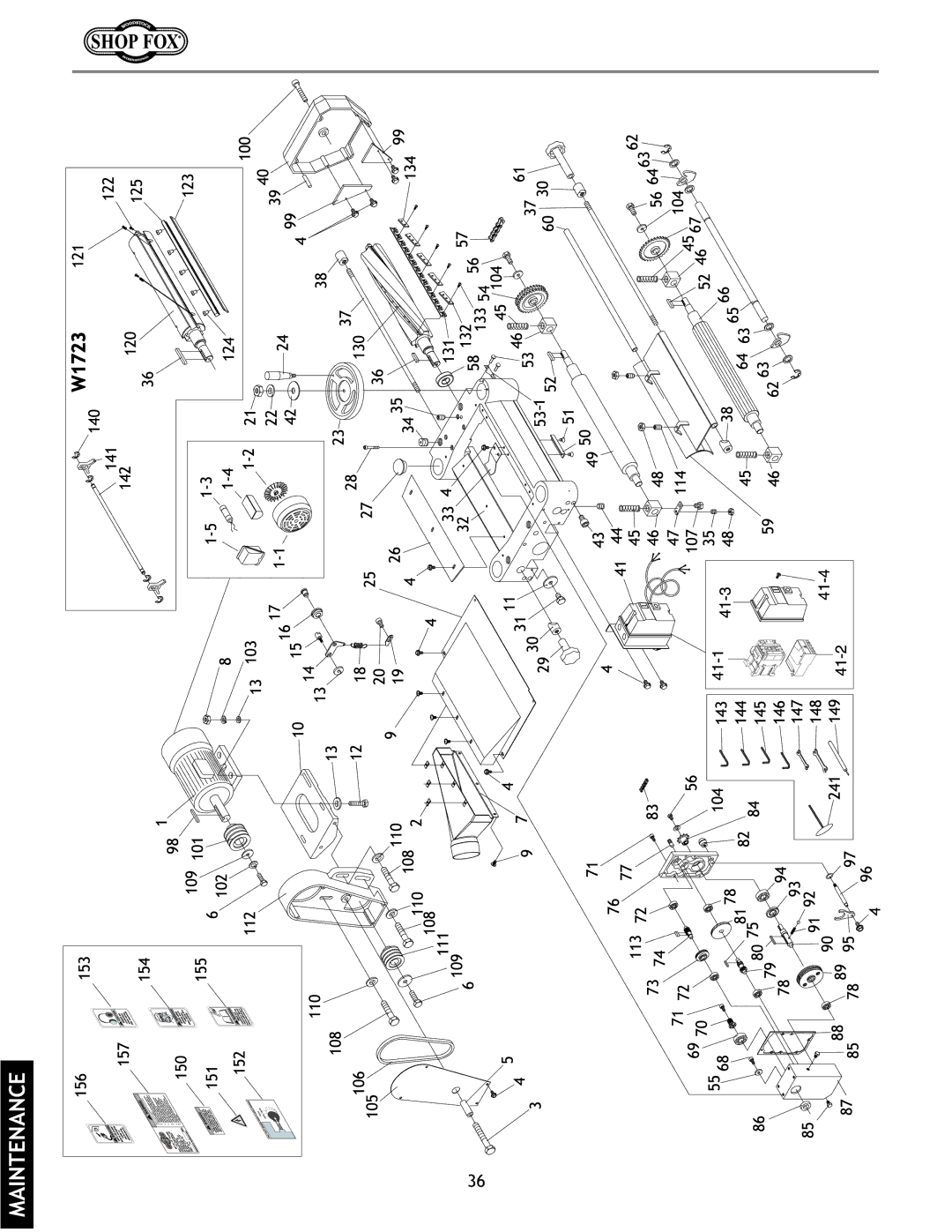 Woodstock W1723, W1724 instruction manual Maintenance 