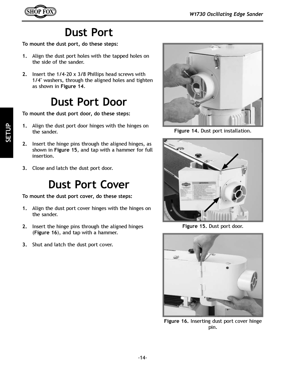 Woodstock W1730 manual Dust Port Door, Dust Port Cover 