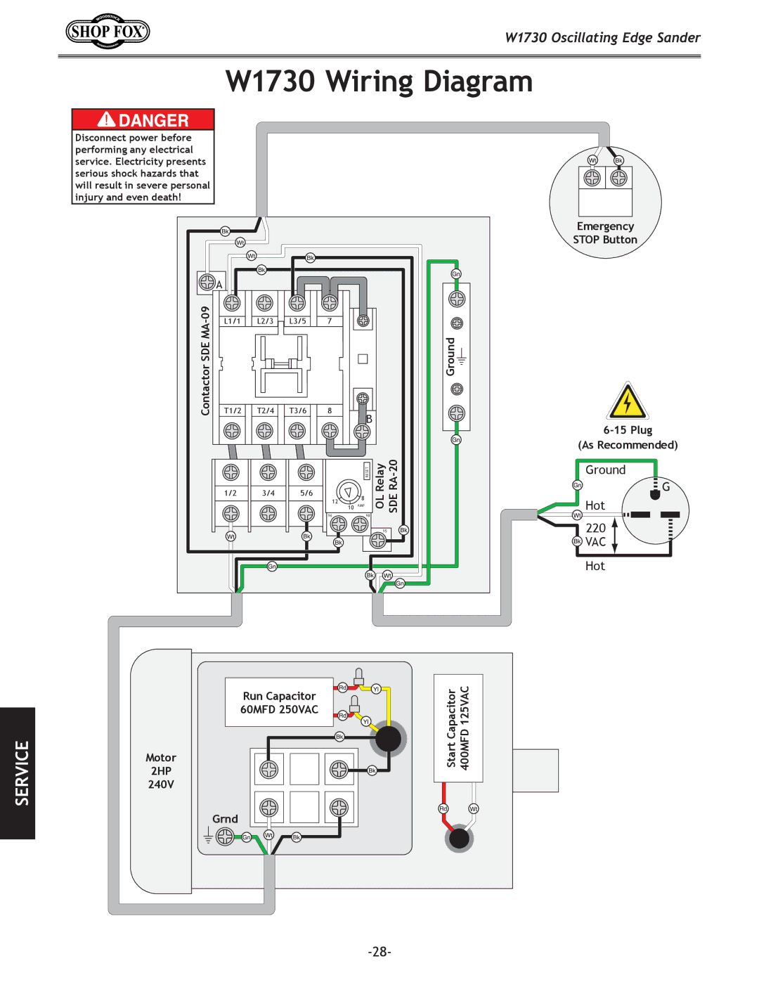 Woodstock manual W1730 Wiring Diagram 