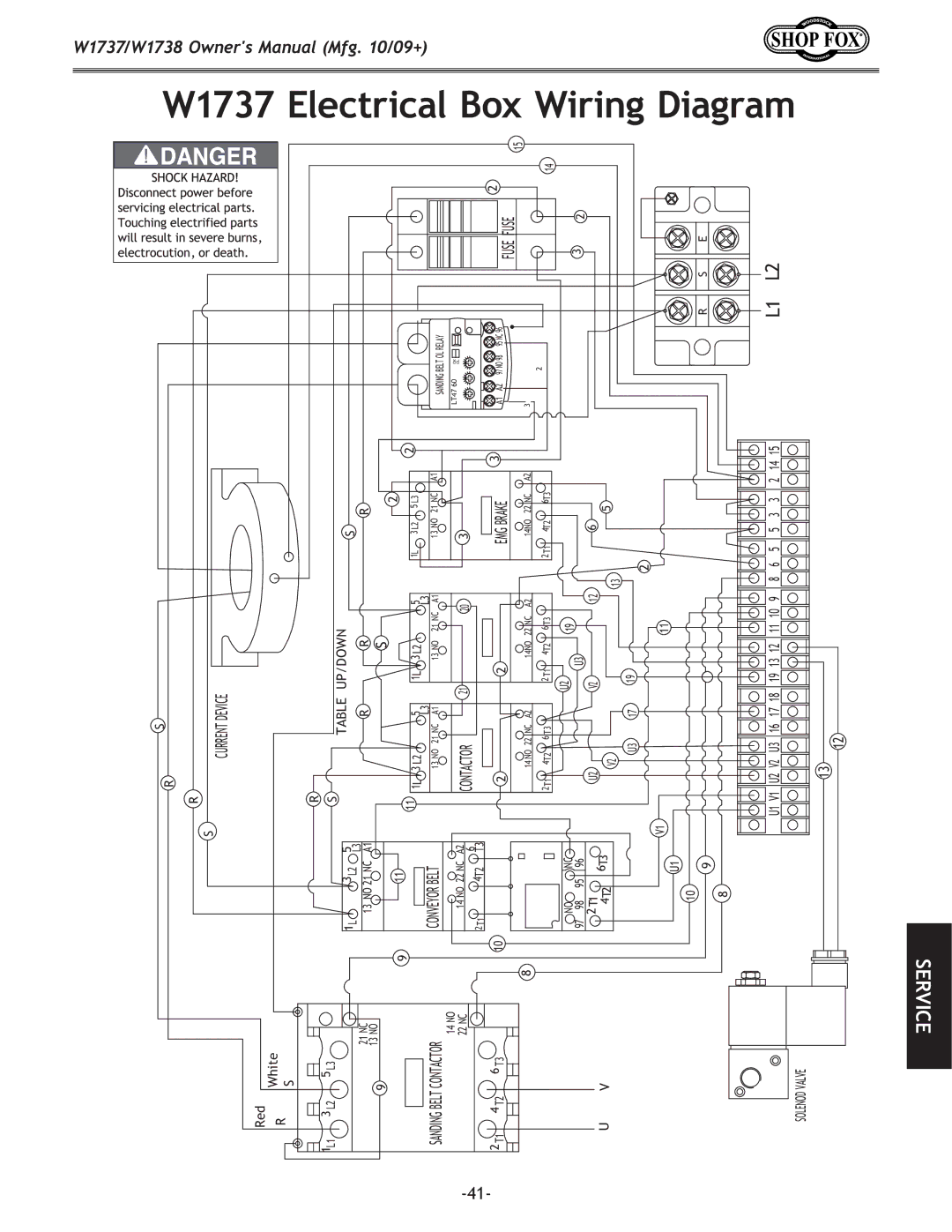 Woodstock W1738 owner manual W1737 Electrical 