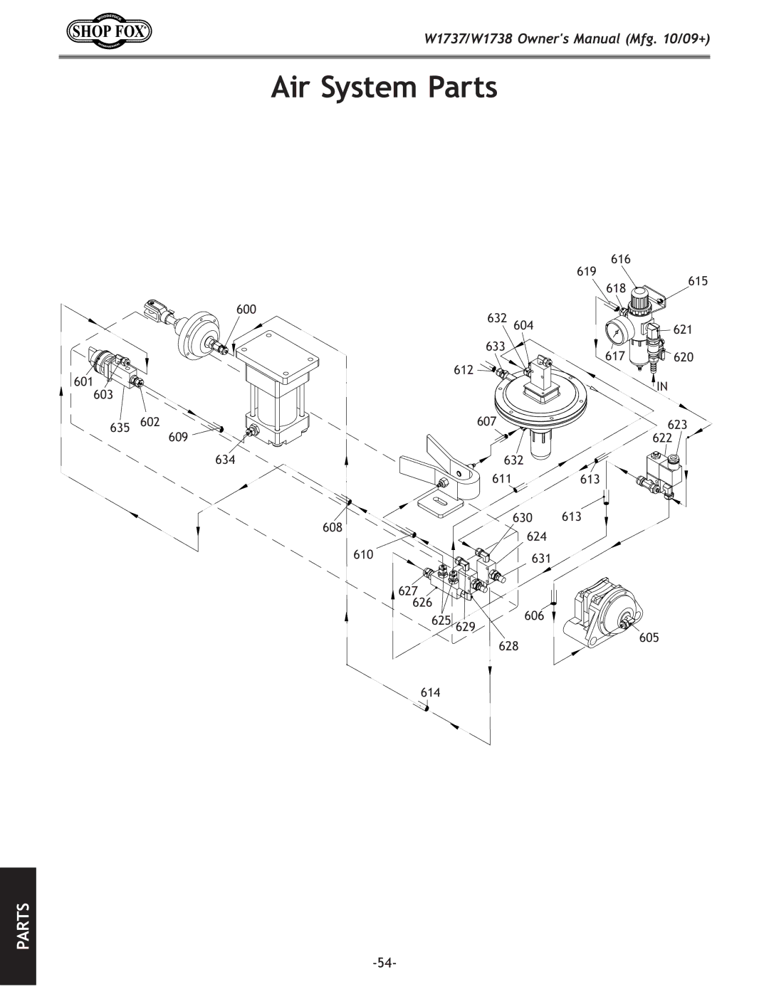 Woodstock W1738, W1737 owner manual Air System Parts 