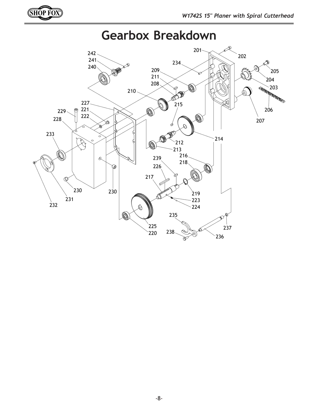 Woodstock W1742S owner manual Gearbox Breakdown 