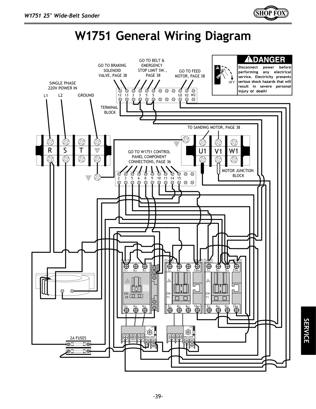 Woodstock owner manual W1751 General Wiring Diagram 