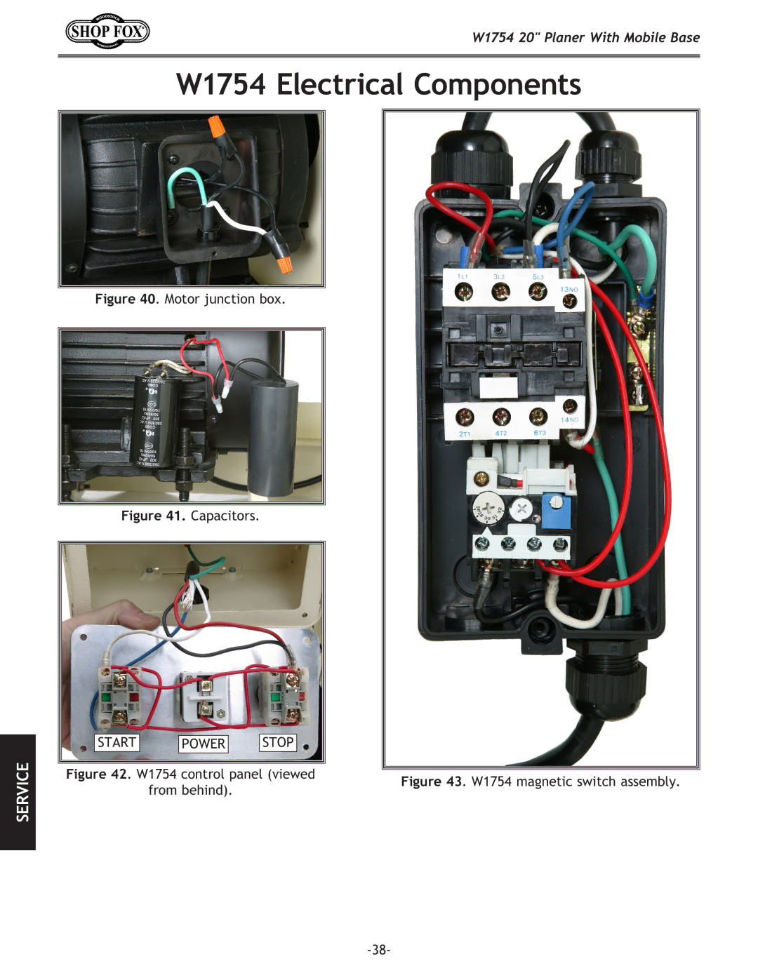 Woodstock W1754S owner manual W1754 Electrical Components, Motor junction box 