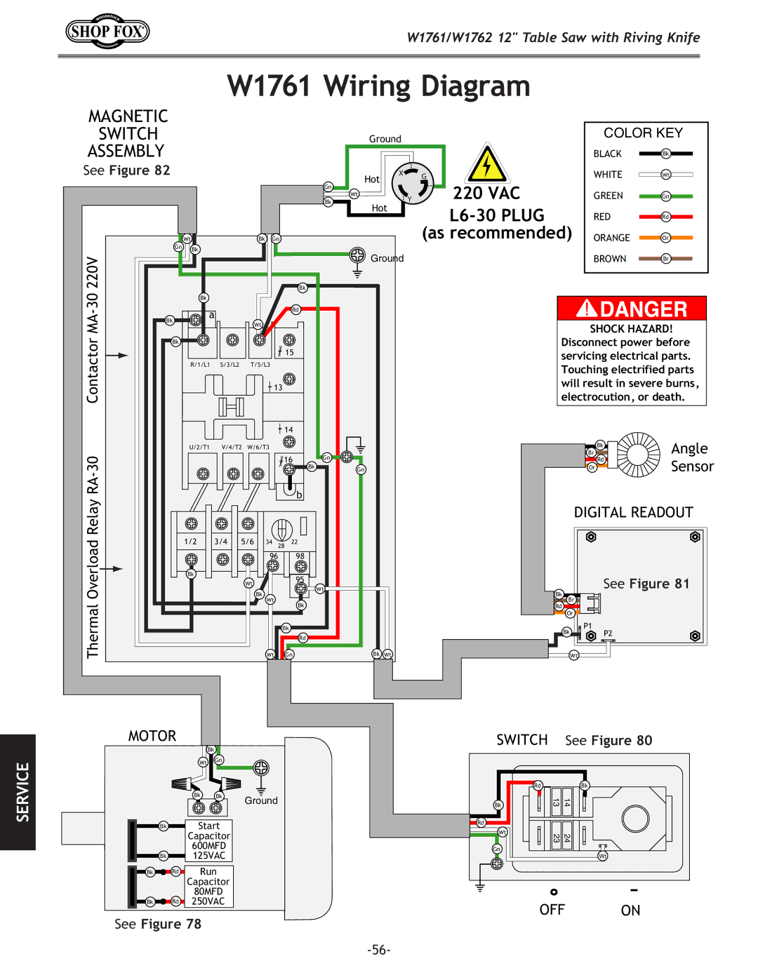 Woodstock W1762 owner manual W1761 Wiring Diagram, See Figure 