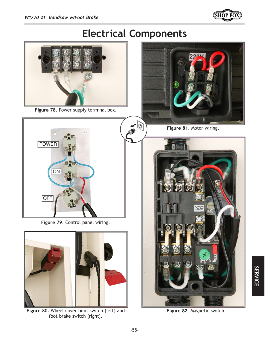 Woodstock W1770 manual Electrical Components, Power supply terminal box 