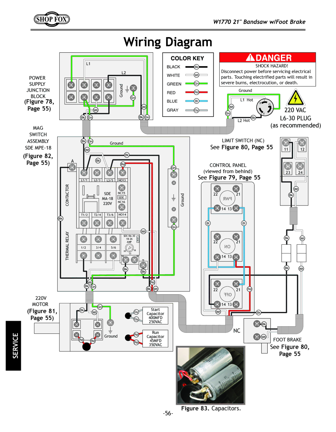 Woodstock W1770 manual Wiring Diagram, See Figure 