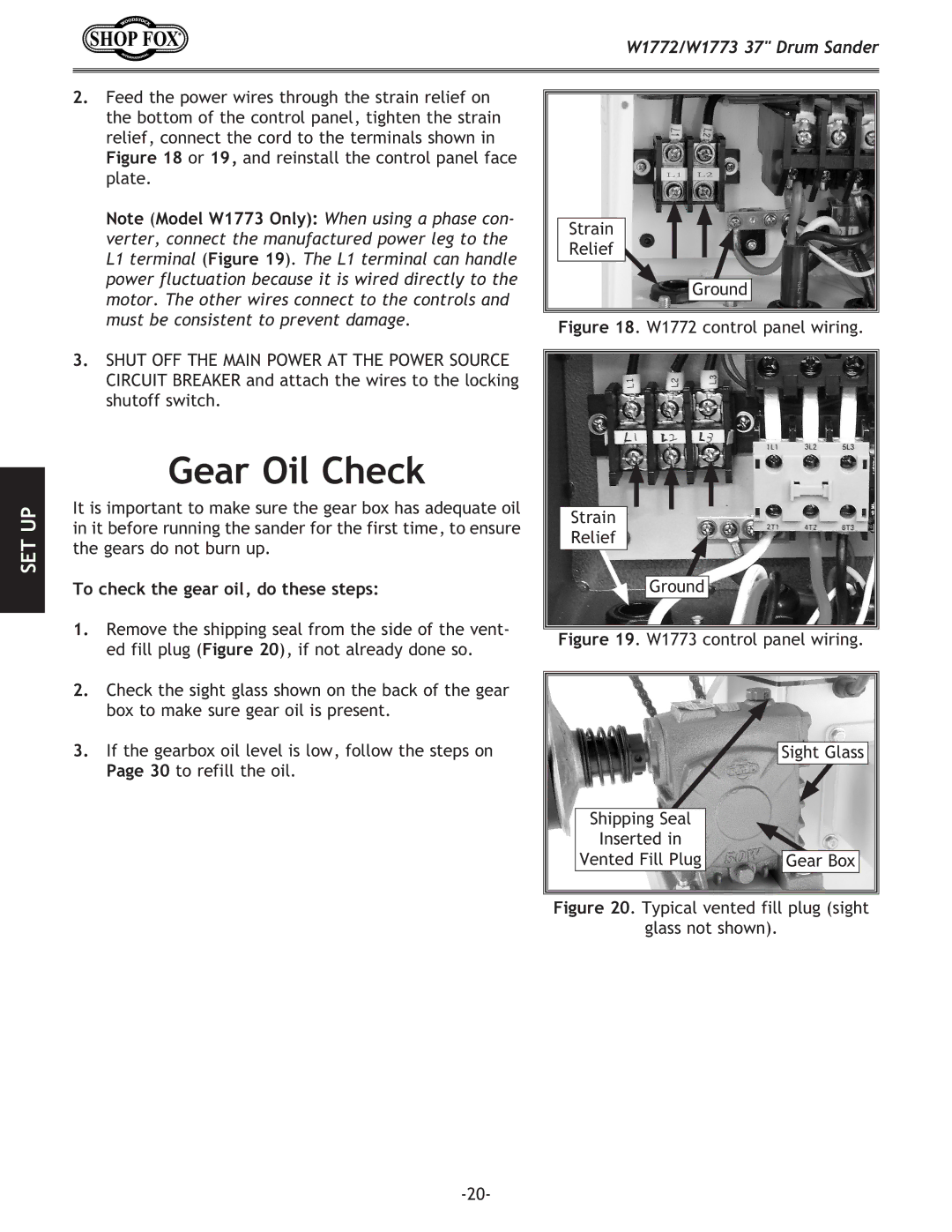 Woodstock W1772, W1773 owner manual Gear Oil Check, To check the gear oil, do these steps 