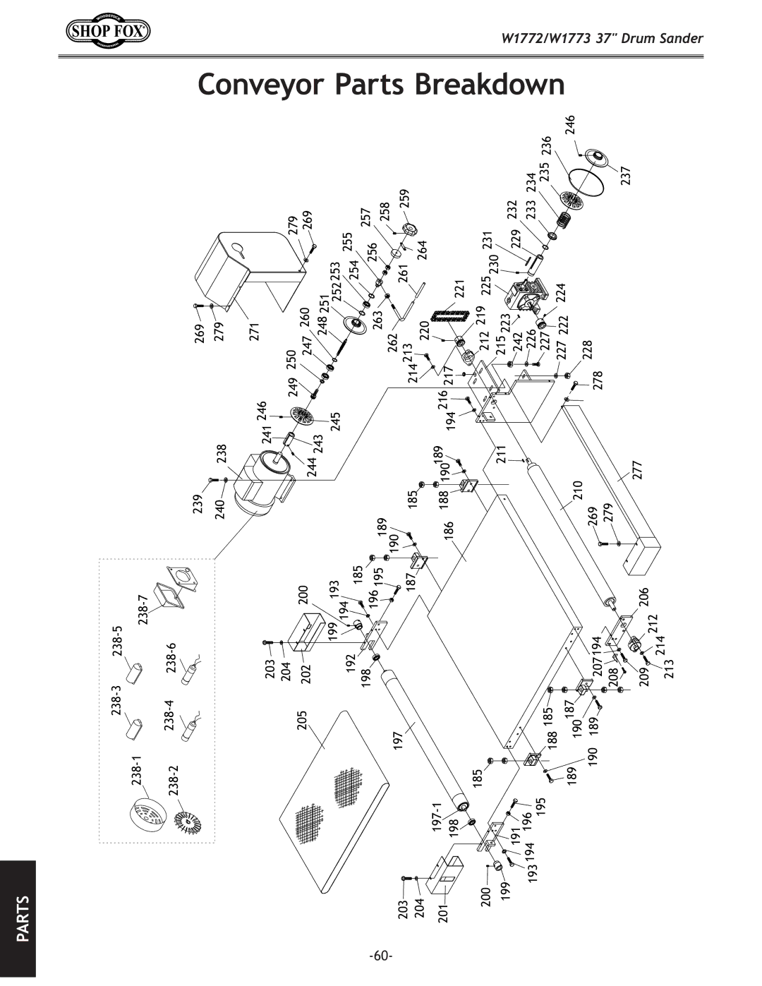 Woodstock W1772, W1773 owner manual Parts Breakdown 