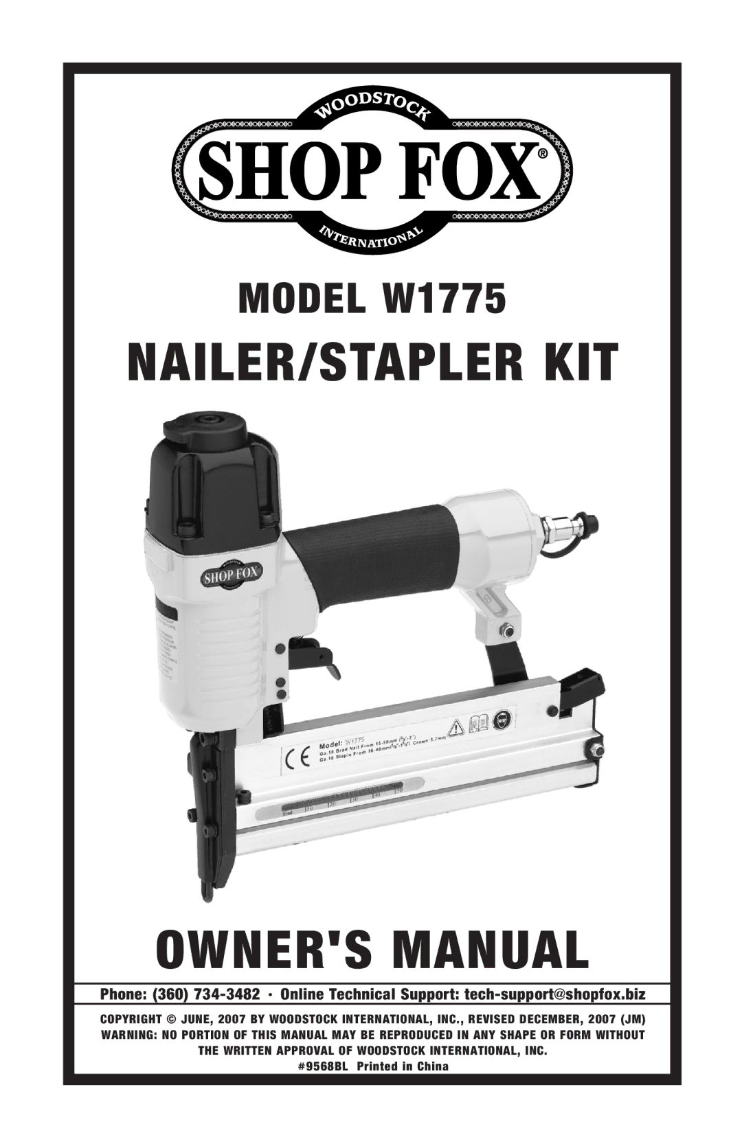 Woodstock W1775 owner manual Nailer/Stapler Kit 