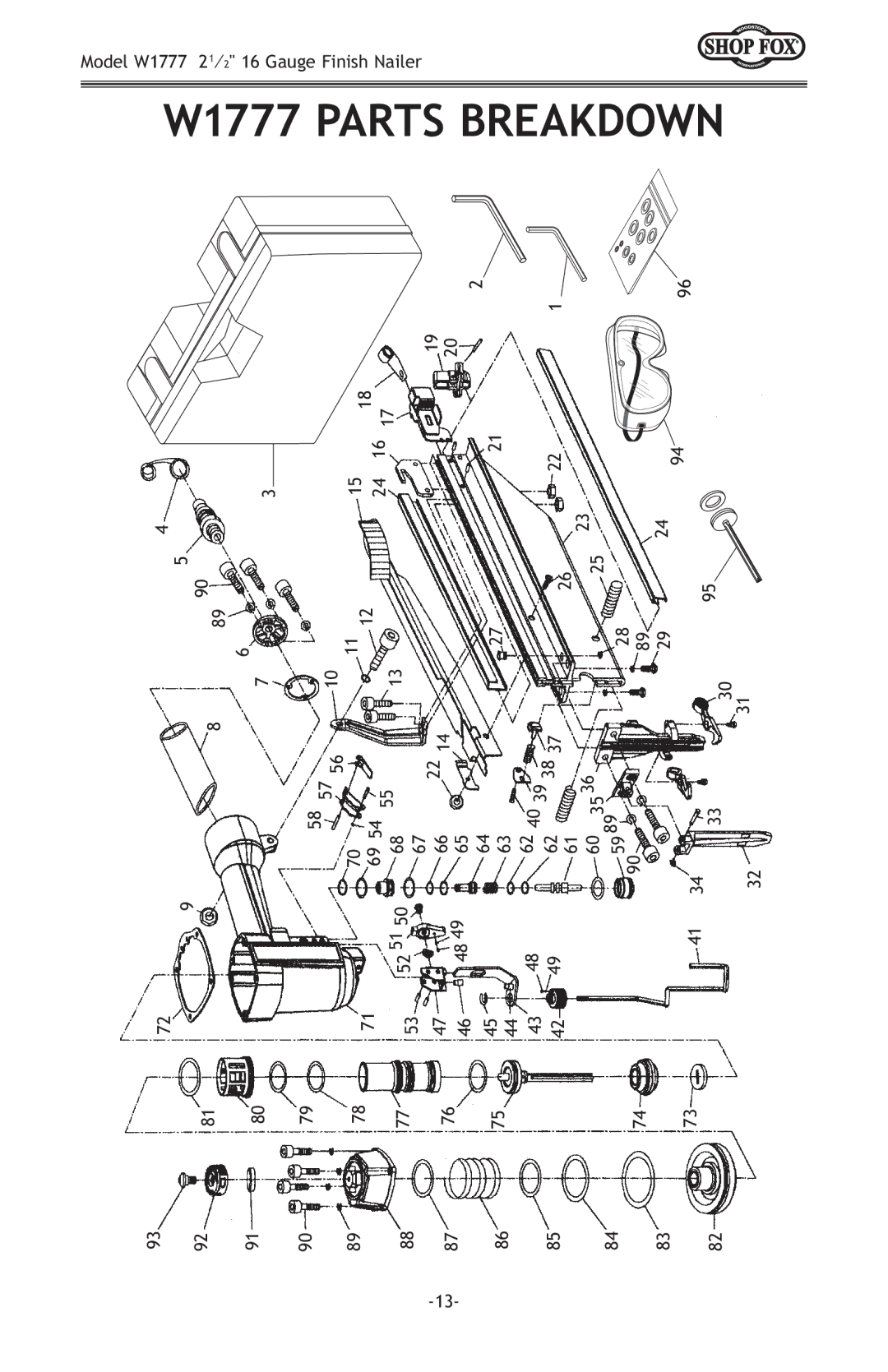 Woodstock owner manual W1777 Parts Breakdown 