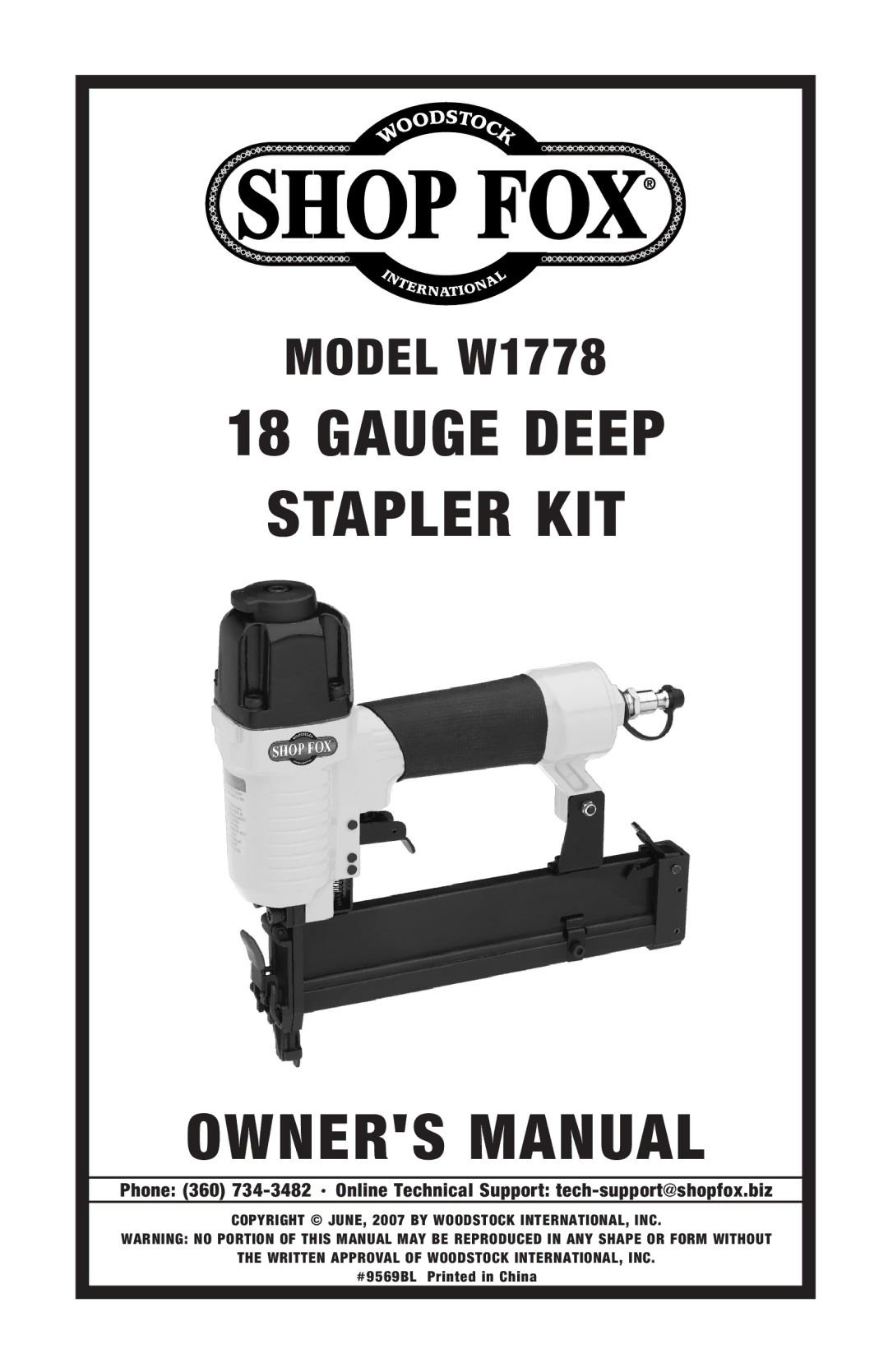 Woodstock W1778 owner manual Gauge Deep Stapler KIT 