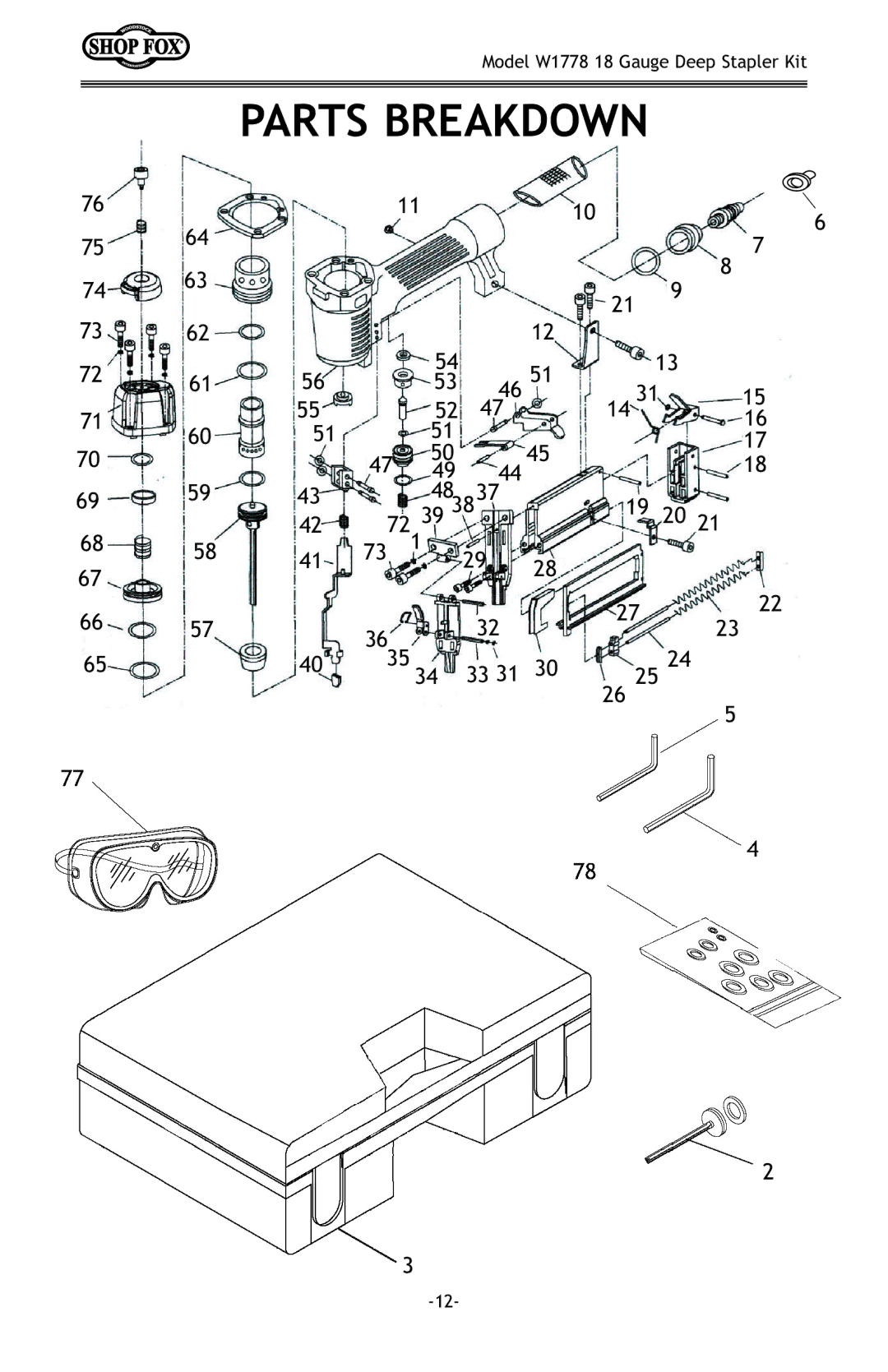 Woodstock W1778 owner manual Parts Breakdown 