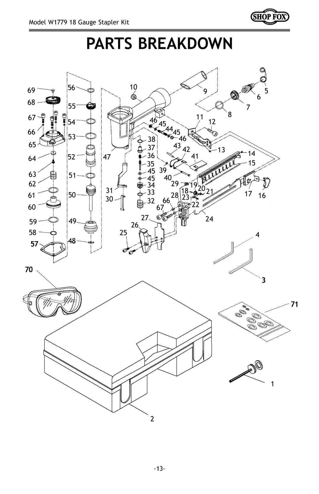 Woodstock W1779 owner manual Parts Breakdown 