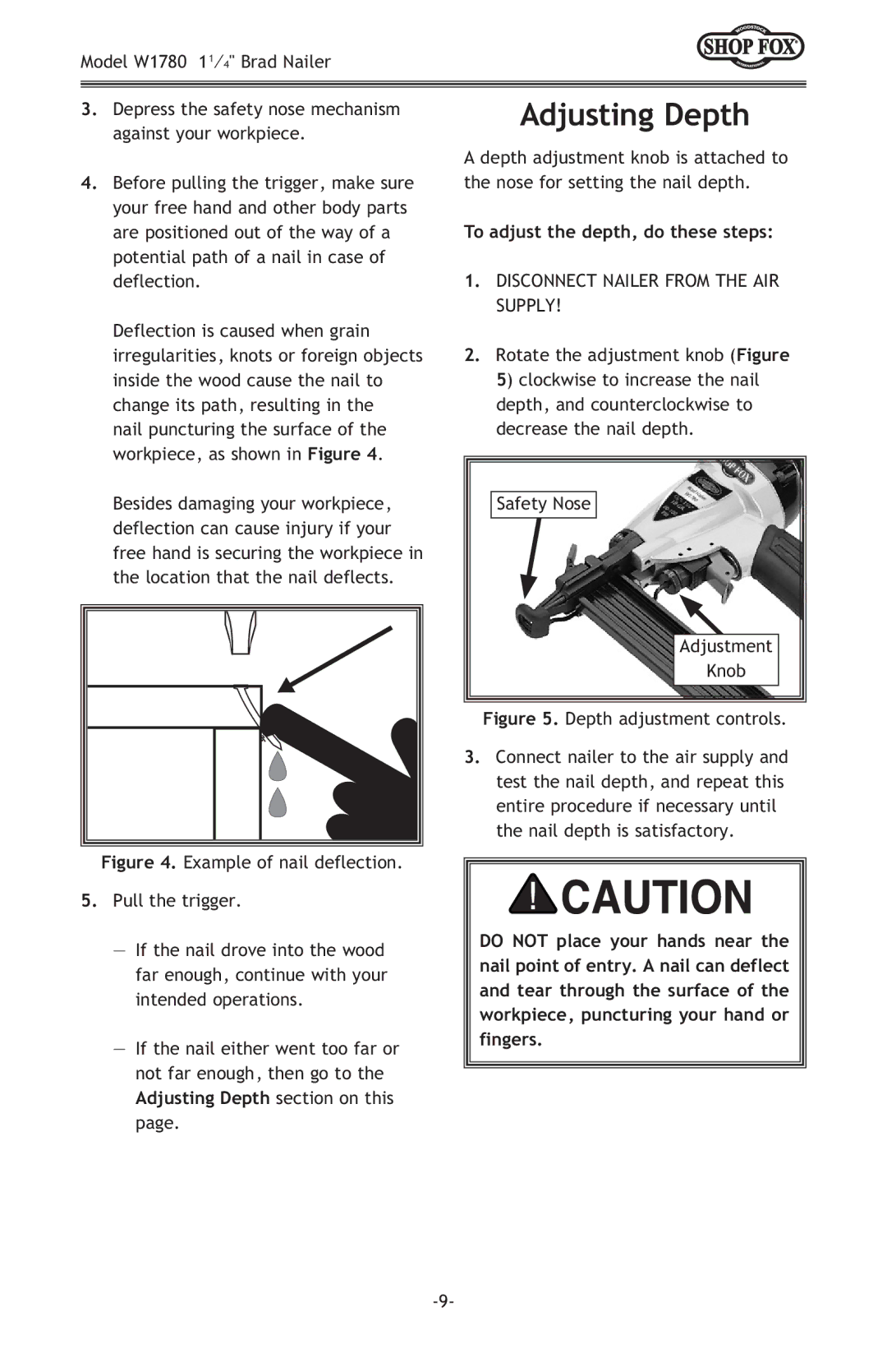 Woodstock W1780 owner manual Adjusting Depth section on this, To adjust the depth, do these steps 