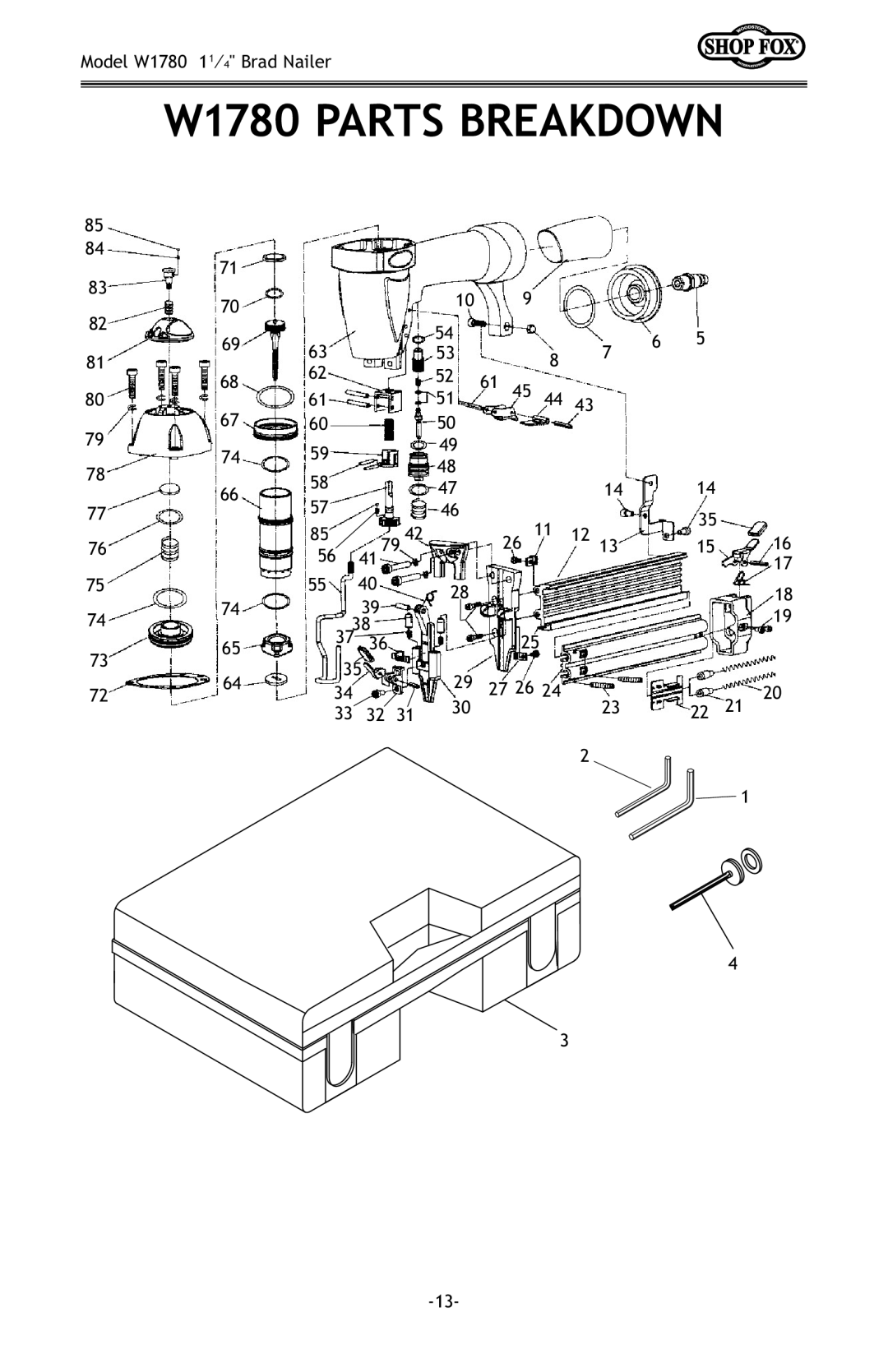 Woodstock owner manual W1780 Parts Breakdown 