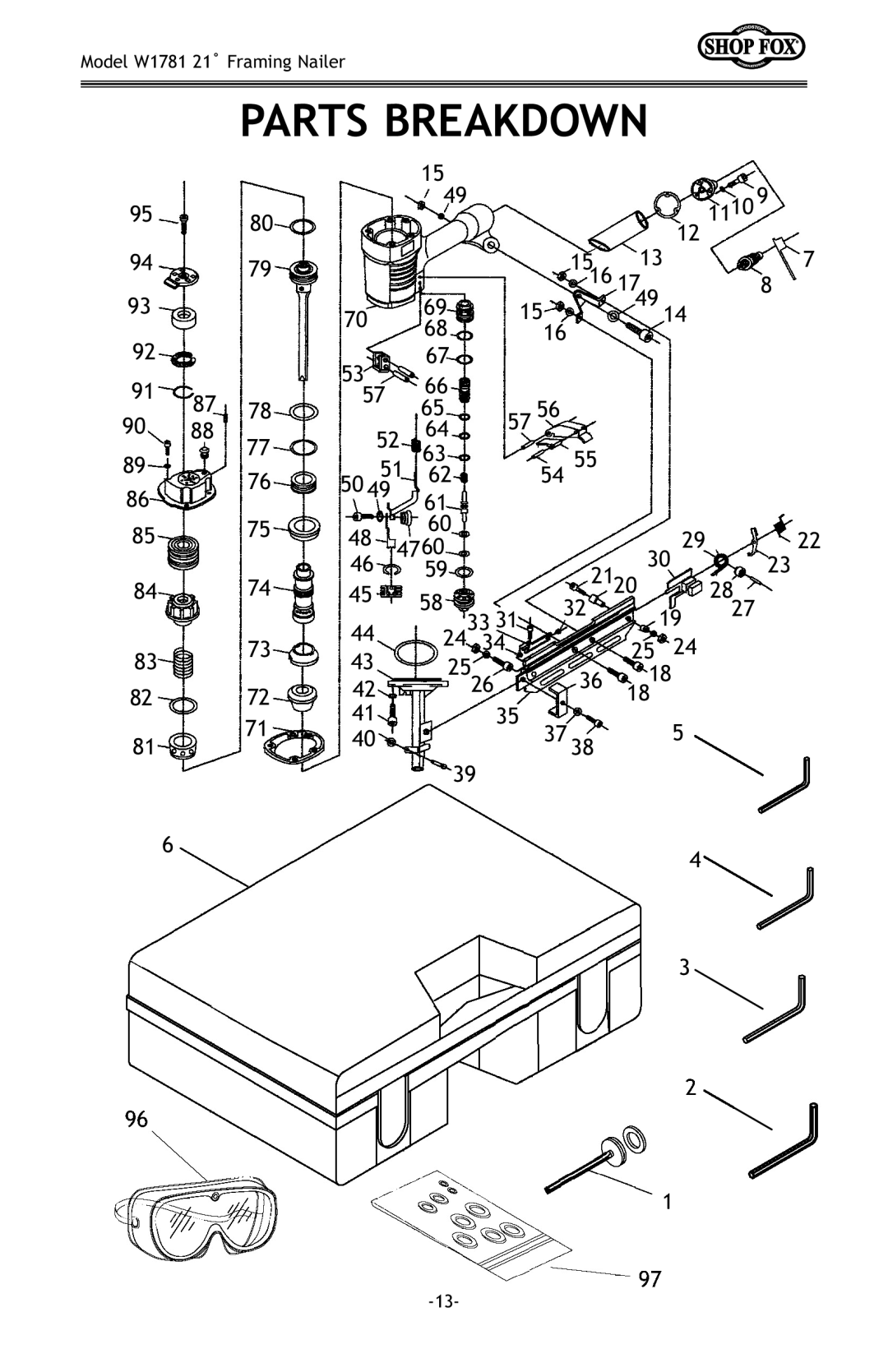 Woodstock W1781 owner manual Parts Breakdown 