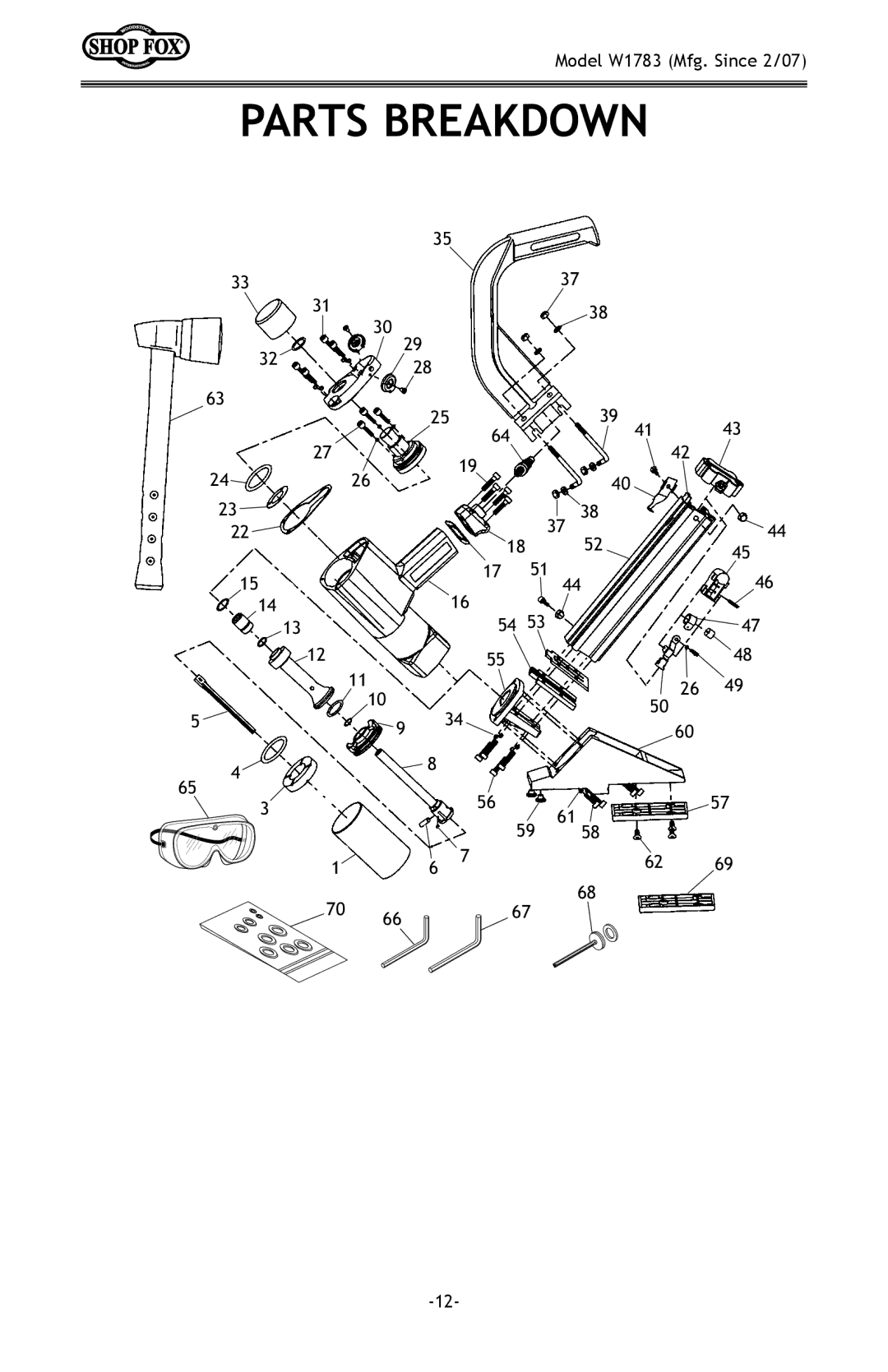 Woodstock W1783 owner manual Parts Breakdown 