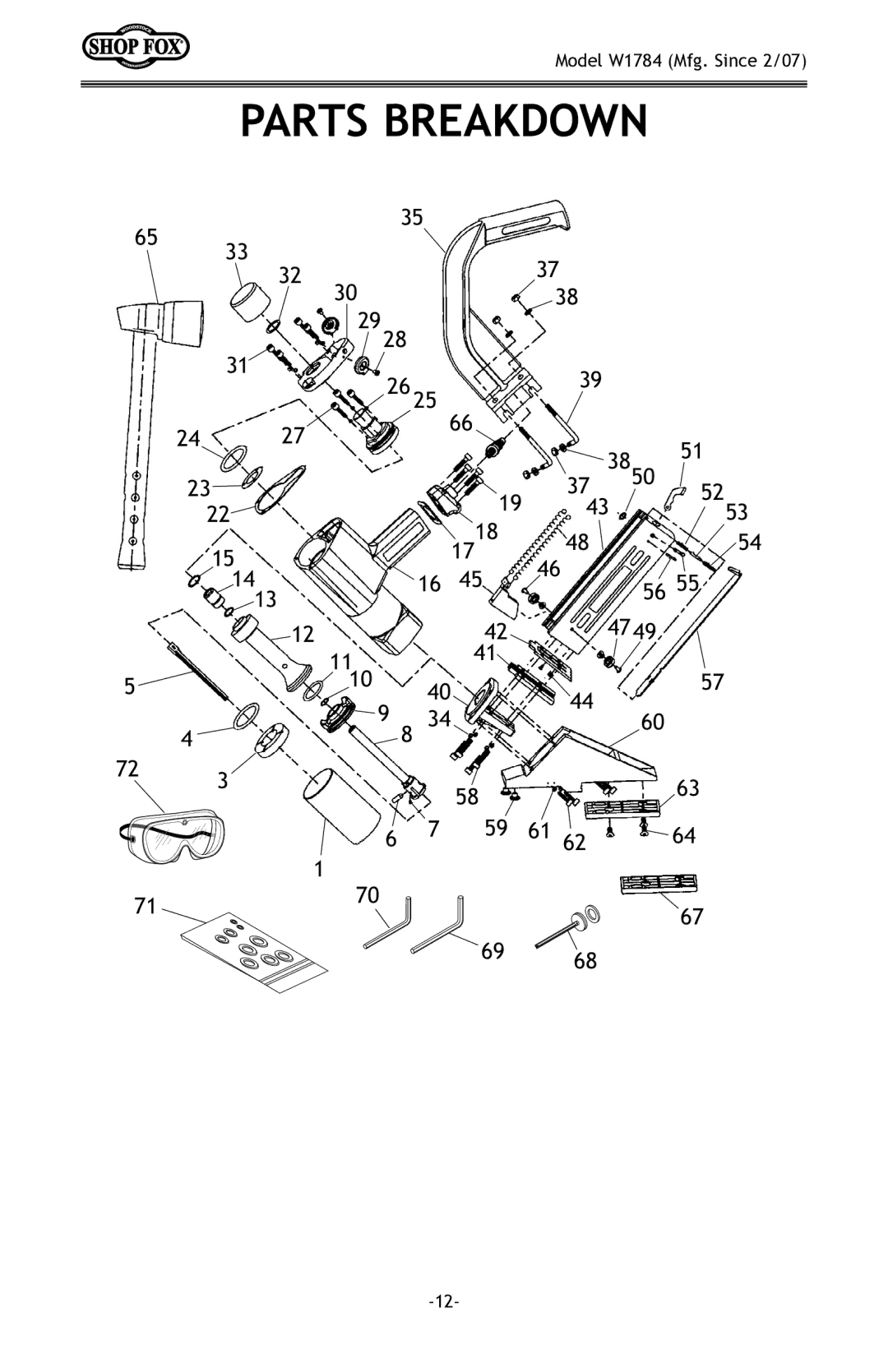 Woodstock W1784 owner manual Parts Breakdown 