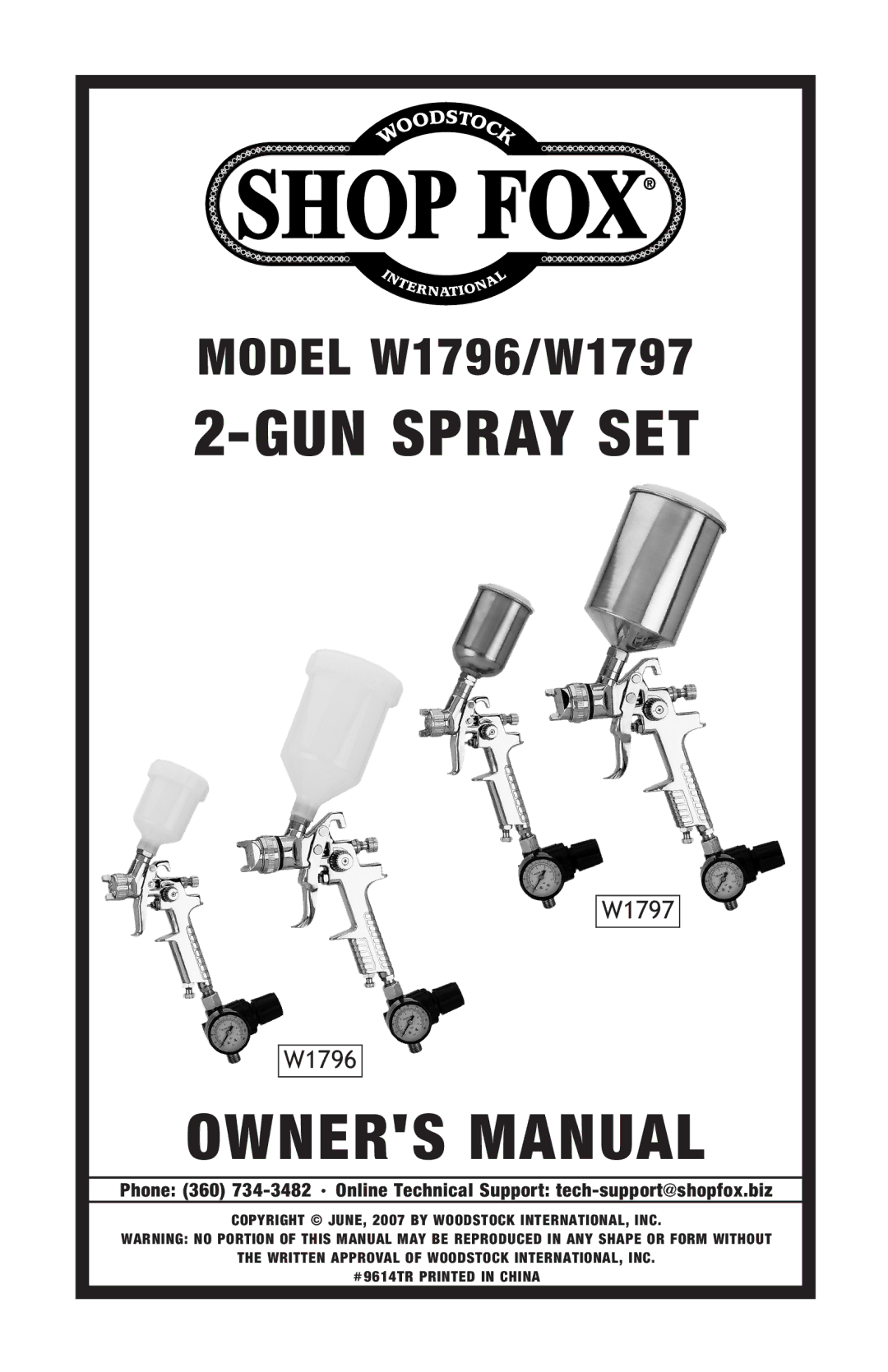 Woodstock W1796, W1797 owner manual GUN Spray SET 