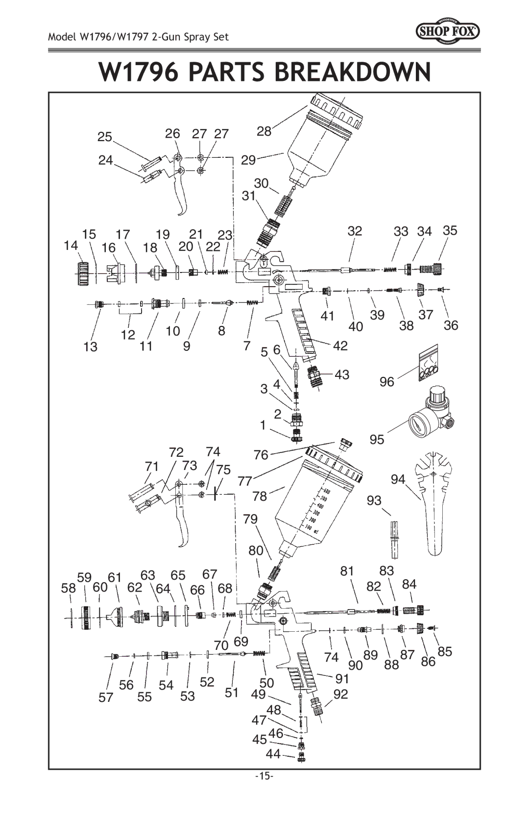 Woodstock W1797 owner manual W1796 Parts Breakdown 