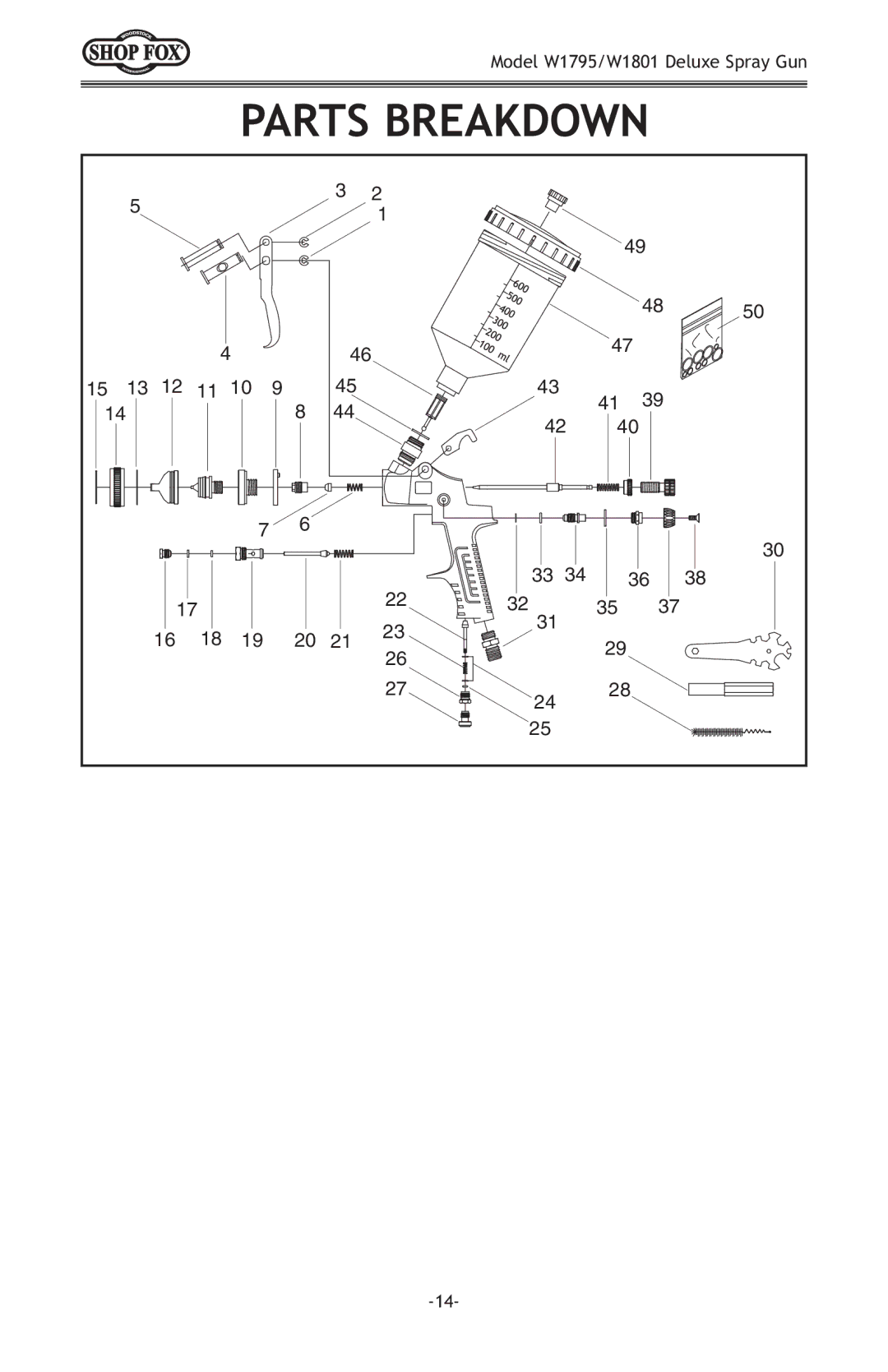 Woodstock W1801, W1795 owner manual Parts Breakdown 