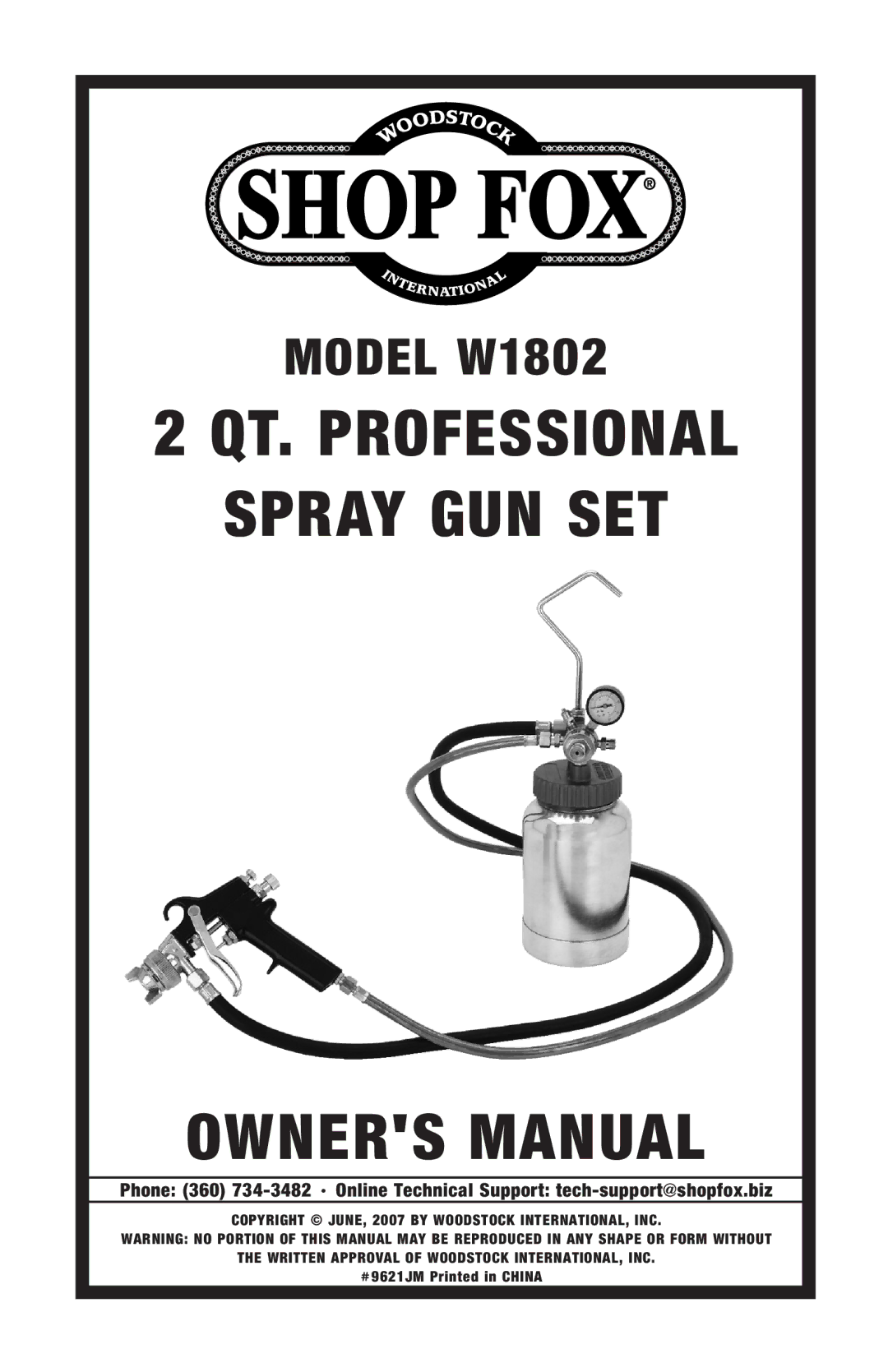 Woodstock W1802 owner manual QT. Professional Spray GUN SET 