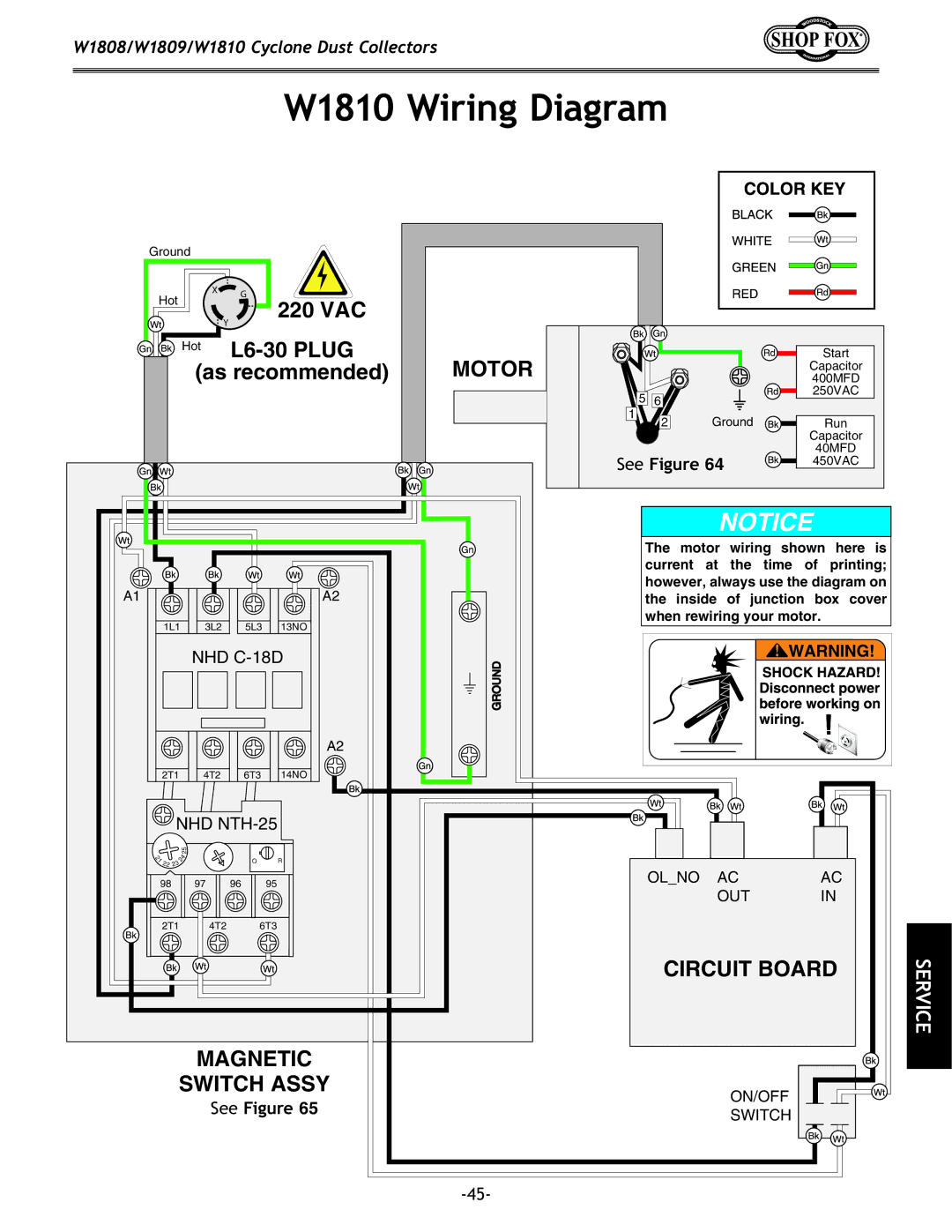 Woodstock W1808, W1809 owner manual W1810 Wiring Diagram, See Figure 