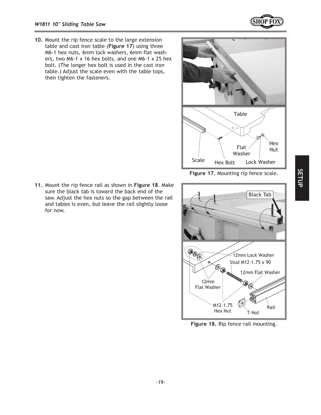 Woodstock W1811 manual =`li\/% Rip fence rail mounting 