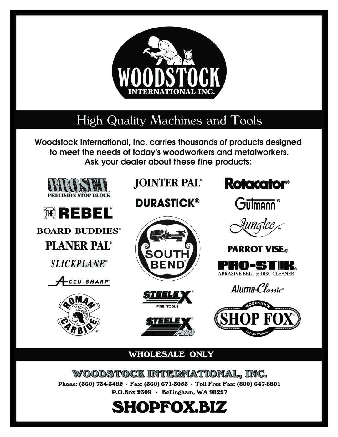 Woodstock W1816 owner manual High Quality Machines and Tools 