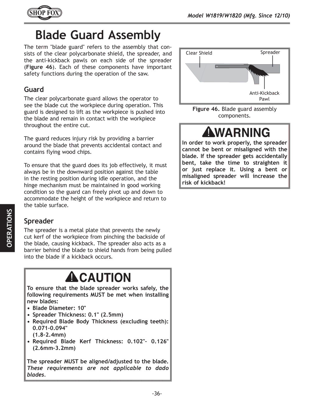 Woodstock W1819/W1820 manual 9cX\lXi8jj\dYcp, LXi, Jgi\X\i, =`li\+-% Blade guard assembly 