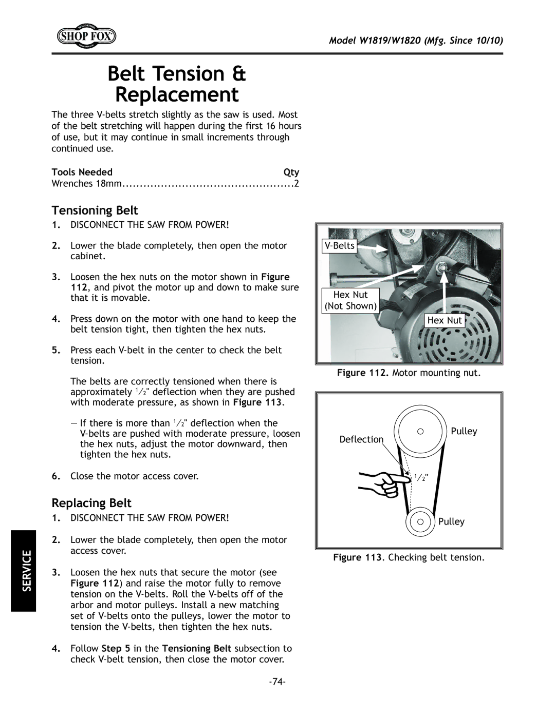 Woodstock W1820, W1819 manual ckK\ej`fe I\gcXZ\d\ek, ej`fe`e9\ck, gcXZ`e9\ck, KffcjE\\\ Hkp Wrenches 18mm 