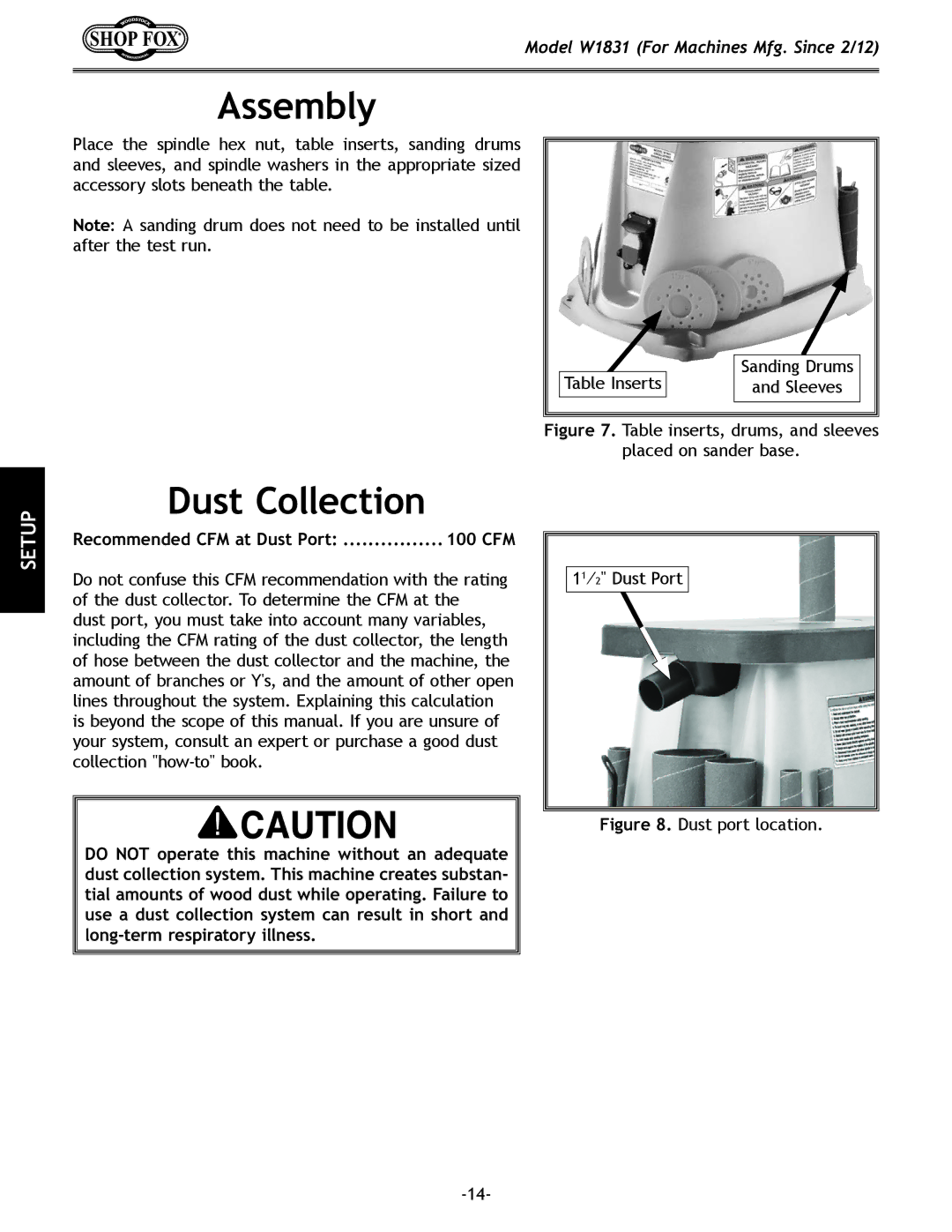 Woodstock W1831 owner manual Assembly, Dust Collection 