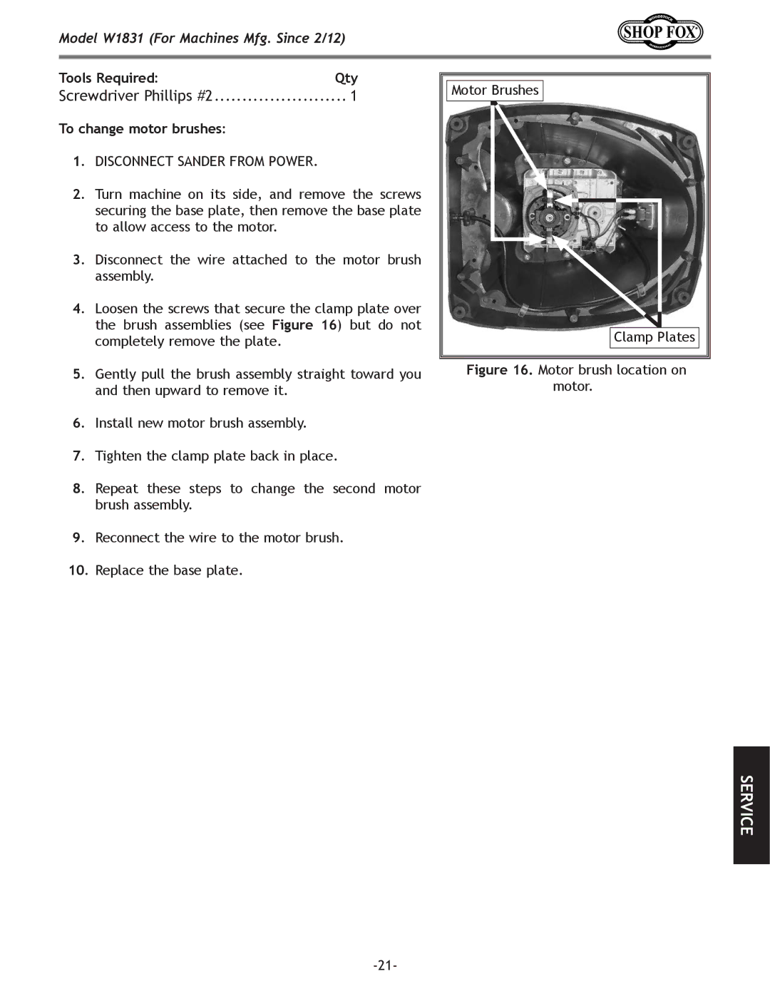 Woodstock W1831 owner manual Tools Required 