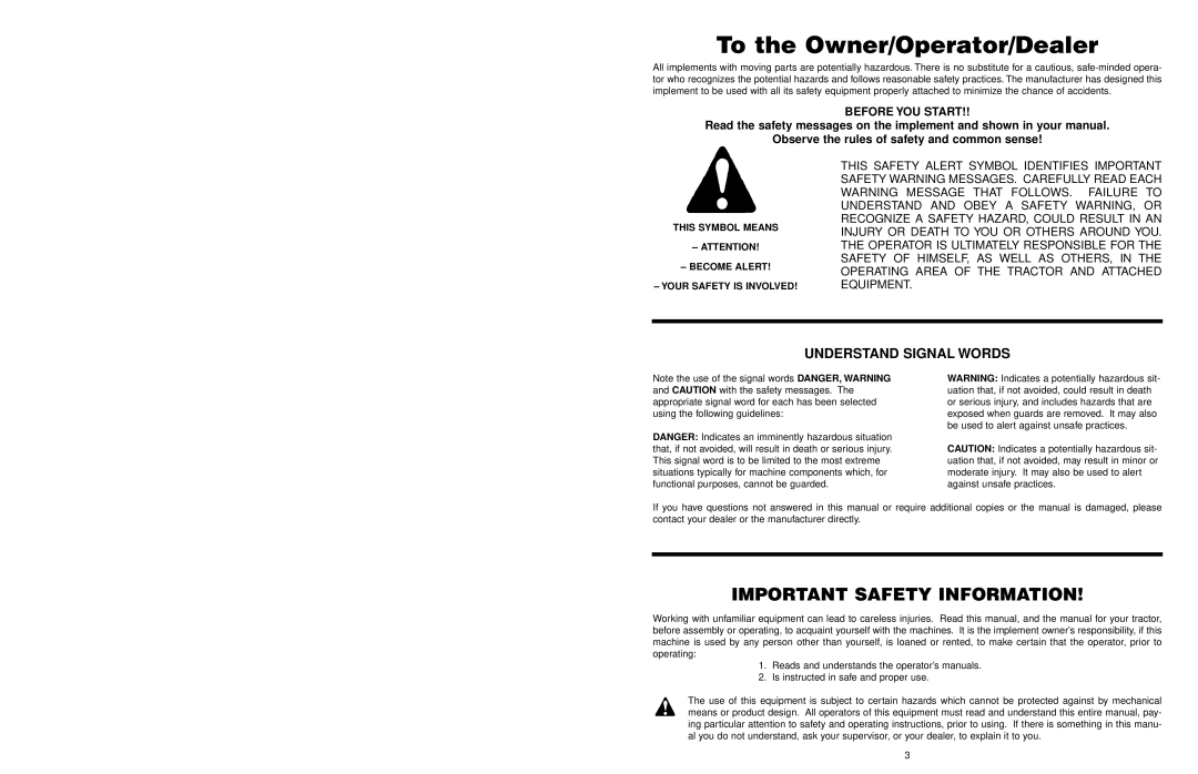 Worksaver 300 operating instructions Important Safety Information, Understand Signal Words, Before YOU Start 