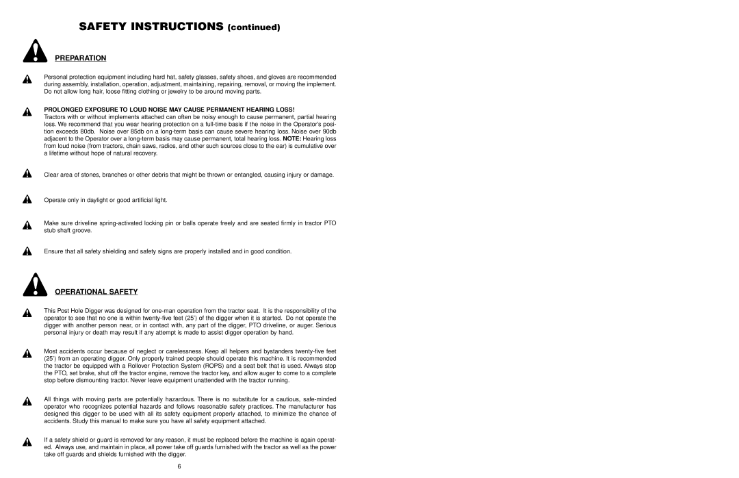 Worksaver 300 operating instructions Preparation, Operational Safety 