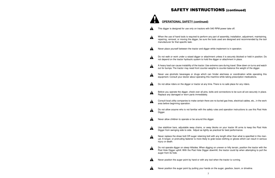 Worksaver 300 operating instructions Operational Safety 